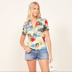 Reformation Puka top in Aloha print, size S